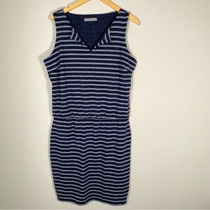 Athleta Vida Linen Blend V-Neck Striped Athleisure Tank Top‎ Midi Dress Medium